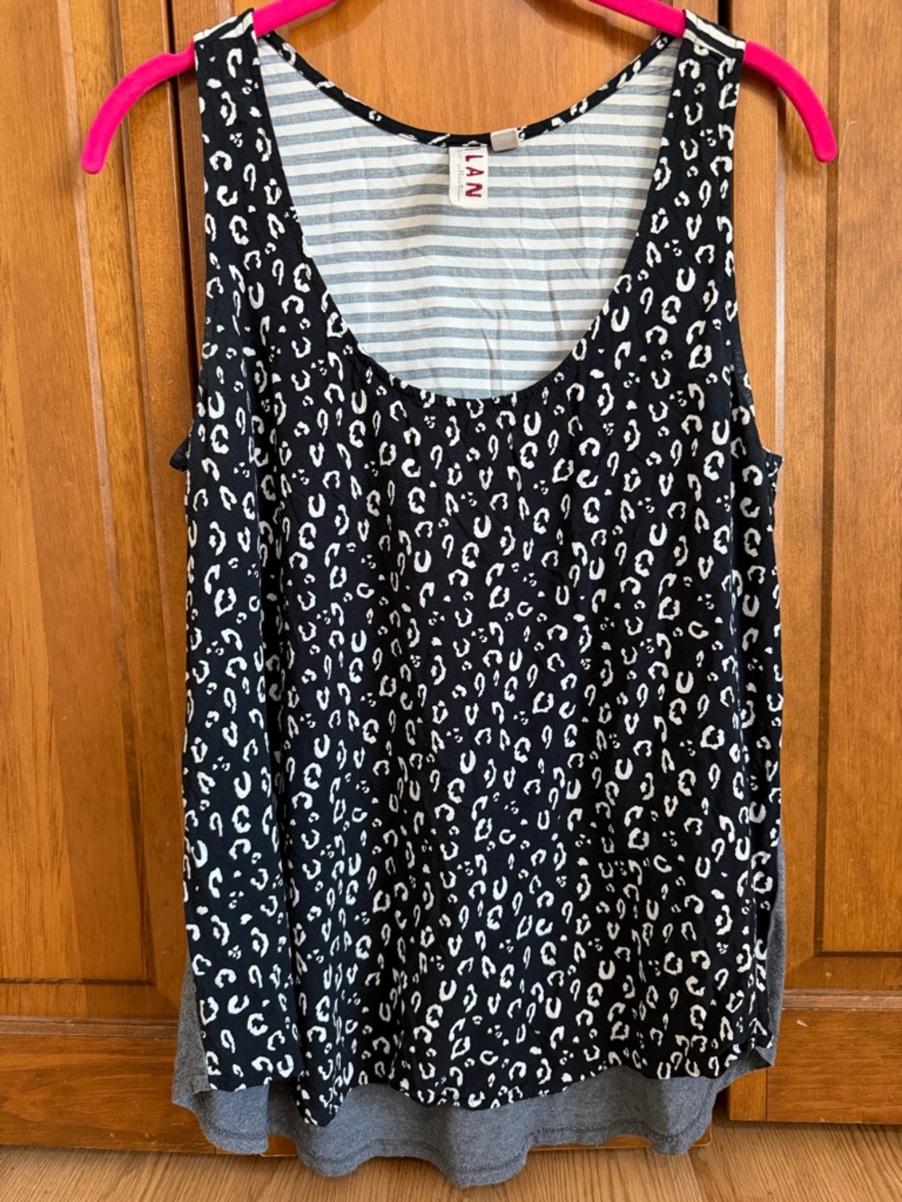 Dolan Leopard Mixed Print High Low Tank Top M Medium